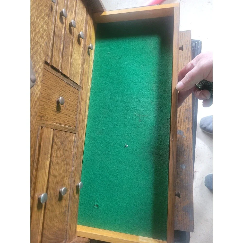 Vintage 1968 H. Gerstner & Sons Oak Journeyman Machinist Chest Box 11Drawer #042